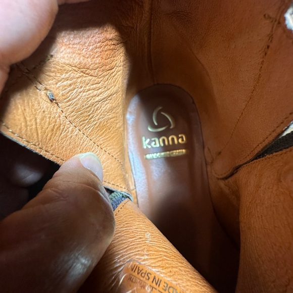 Kanna EU 36 brown star embossed ankle boot block heel almond toe - Picture 9 of 11